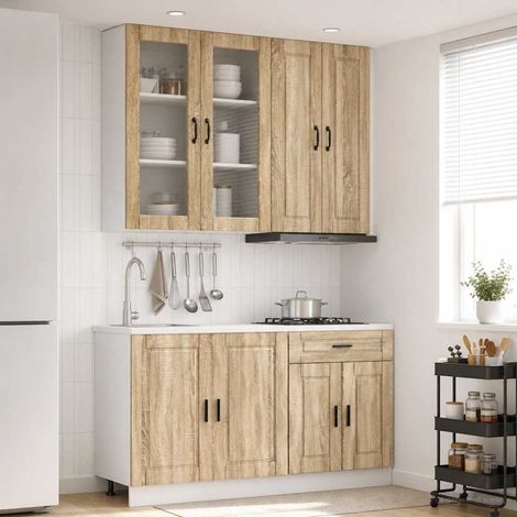 Ensemble de meubles de cuisine 4 pièces avec rangements, bois d’ingénierie, chêne Sonoma - PANGIVO (1/5)