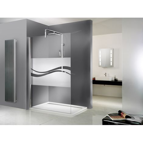 Paroi de douche à l'italienne, verre 6 mm, paroi fixe Walk In Free Schulte, décor Liane, 140 x 200 cm, traitement anticalcaire