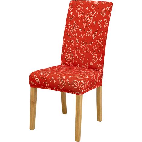Lot de 4 housses de chaise de Noël lavables, amovibles et extensibles pour chaises de salle à manger, idéales pour les fêtes de fin d'année et les banquets. (1/2)