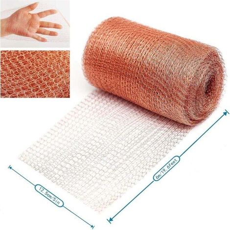 Rete anti-roditori di alta qualità, 100% rame, contro lumache, chiocciole, topi, ratti, uccelli, nematodi, ferramolo, rete in rame lavorata a maglia per uso interno e in giardino (6 metri) (1/4)