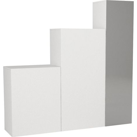 Armadio modulare 3 ante Con specchio L180 cm Bianco  - TELEZA