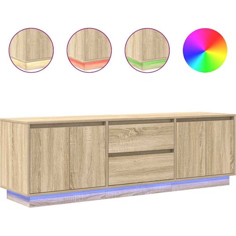 Meuble TV,Banc TV,Armoire TV avec lumières LED chêne sonoma 160,5x41x50 cm CFW474385 (1/5)