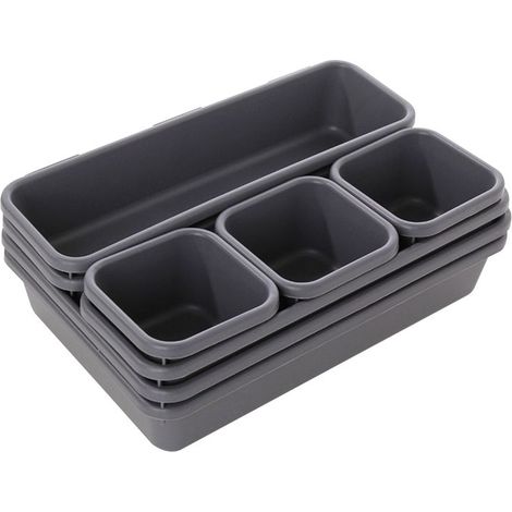 3 pièces Boîte de rangement, plastique PP/ABS, empilable, fermeture clips/loquet, 30x20x15 cm à 50x40x30 cm, usage bureau cuisine salle de bain (1/5)