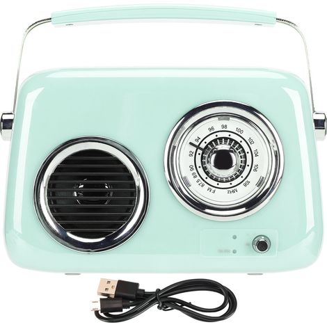 Radio Vintage Portable Bluetooth - Enceinte Ancienne Style Rétro pour Fêtes Extérieures, Son Stéréo HiFi, Vert Menthe (1/5)
