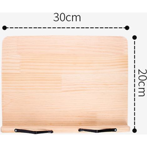 Support de Livre Multifonction en Bois, Lutrin Réglable pour Ordinateur Portable et Tablette, Pince Métallique, 30x20cm/11,8x7,9po (1/5)