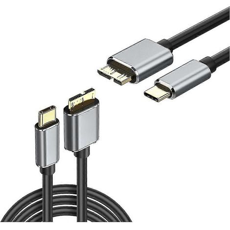 Paquet de 2 câbles USB C vers b 3.0 5gbps, câble de disque dur de Type C vers b, cordon b vers USB C pour ordinateur portable (3,3 pieds) (1/5)