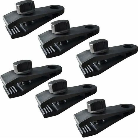 SHINING HOUSE Juego de accesorios para lonas Juego de 6 clips de fijación para lonas de camping, lonas, caravanas, lonas de jardín Negro (1/5)