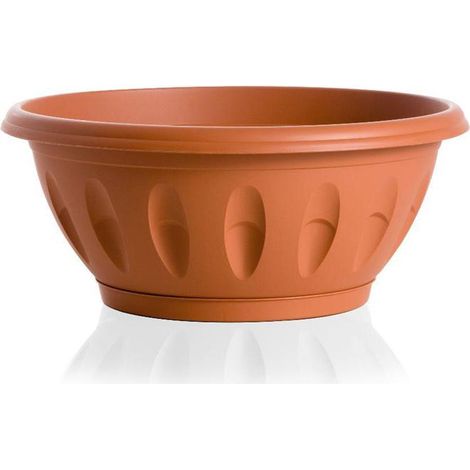 Vaso da giardino ciotola Alba con sottovaso 60 cm terracotta (1/5)