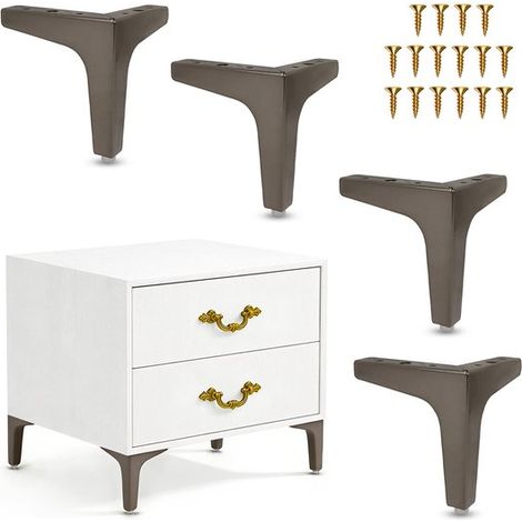 Set di 4 gambe di supporto TV di lusso, gambe per armadi a tre gambe, gambe per mobili, gambe per tavolini da caffè, gambe per tavoli, gambe per divani in metallo, viti incluse, robuste e (1/5)