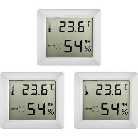 HOXILEELEOThermomètre et hygromètre numérique, thermomètre d'ambiance, 3 pièces, moniteur de température et d'humidité pour chambre, bureau (1/5)