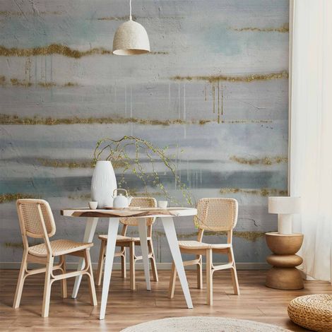 Fototapete – Modernistischer Hintergrund – abstraktes Streifenmuster mit goldenen Mustern (1/5)