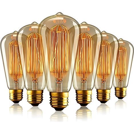 Aurora E27 Edison Vintage-Glühbirne, E27 Retro-Glühbirne, ST64 220-240V 40W Edison Antik-Glühbirne Warmweiß - (6er-Pack)