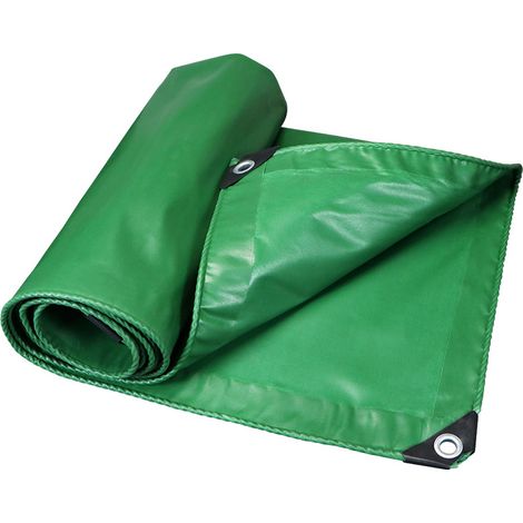 [NON UTILIZZATO] Telo impermeabile in PVC da 500 g/m², per esterni, per rimorchi e piscine, con fori, protezione solare e resistenza all'usura, verde.