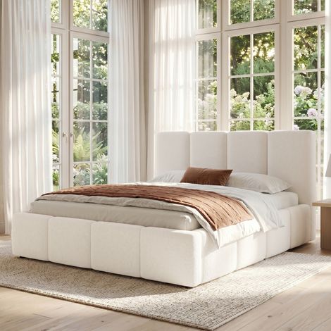 Bett Doppelbett schlafplatz 180x200 Boucle Beige OKMYHOME