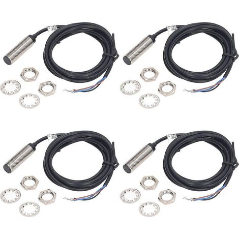 4er-Set induktiver Näherungsschalter, 12 mm Durchmesser, NPN, DC, 3-adrig, NC-Kontakt, 6–36 V DC, 2 mm Messbereich