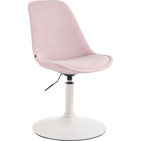 Chaise de salle à manger x1 pivotante hauteur réglable en velours rose et pied trompette en métal blanc 100008458 (1/3)
