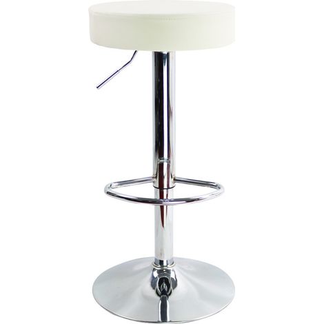 Tabouret de bar réglable en hauteur rotatif 63-83 cm – Cuir synthétique blanc – Base en acier chromé antidérapante – Confort optimal – Kktoner