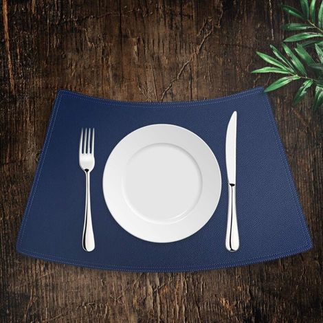 4er-Set Platzsets aus Kunstleder – 50 x 30 cm – Fleckenabweisend – Rutschfest – Wasserfest – Waschbar – Dunkelblau (1/4)