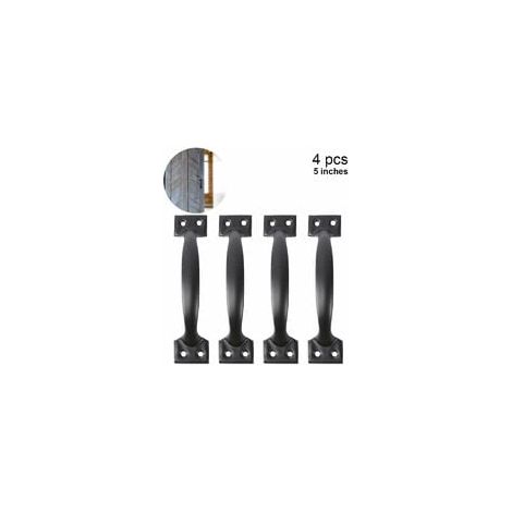 4 pièces poignées de porte de grange poignées de porte pour clôtures en bois poignée d'armoire vintage pour armoire de cuisine meubles tiroir matériel d'armoire, 5 pouces, noir (1/5)