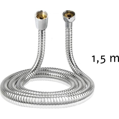 Tubo flessibile doccia 1,5 m metallo cromato attacco universale bagno (1/3)