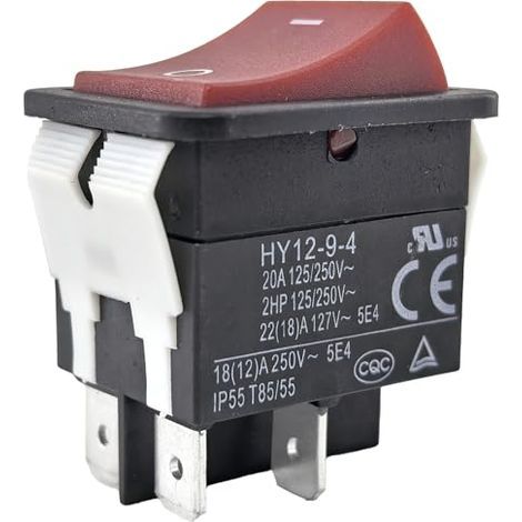 Interrupteur à bascule bipolaire marche/arrêt 20 A 125/250 V 4 broches IP55, pour la commande électrique industrielle et domestique (1/5)