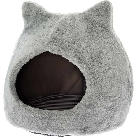 Tana gatto con orecchie completo di cuscino interno double face e fondo antiscivolo per gatti e cani