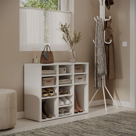 Schuhschrank Lysander, Weiß, 78.6 x 65.5 cm mit 12 offenen Fächern, Vicco (1/5)