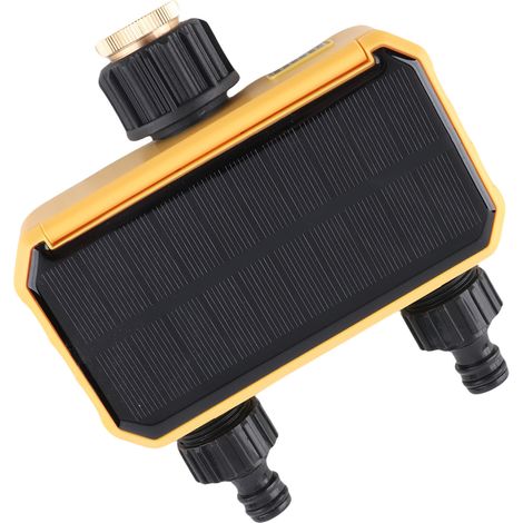 Programmateur d'arrosage solaire 2 sorties minuterie d'eau auto retard de pluie pour jardin cour irrigation (1/5)