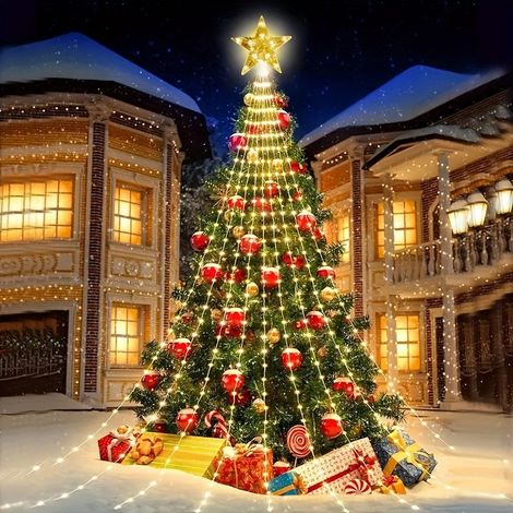 Guirlande Lumière LED 3m 288 Lampes, USB, Lumière Chaude, 8 Modes, Étanche IP65, Décoration Noël, Extérieur, Maison, Sapin, Tente (1/5)