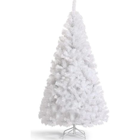 COSTWAY 150 cm Árbol de Navidad Artificial Blanco, Fácil de Montar con Bisagra y 500 Ramas y Base Plegable de Metal (1/5)