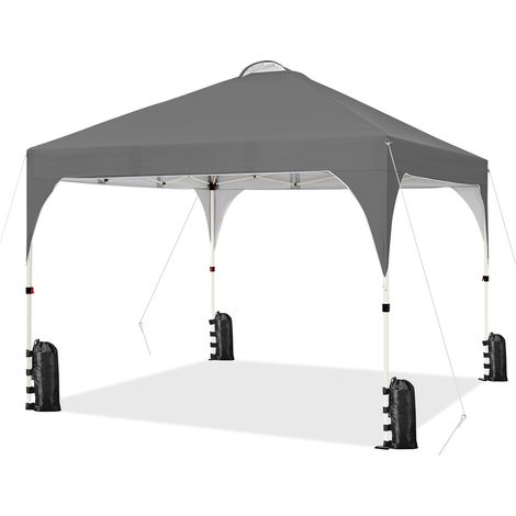 Homevive Carpa Plegable 3x3m Cenador de Jardín Impermeable para 8-10 Personas con Ventilacion y Bolsa de Transporte, Ideal para Playa y Camping Gris Oscuro