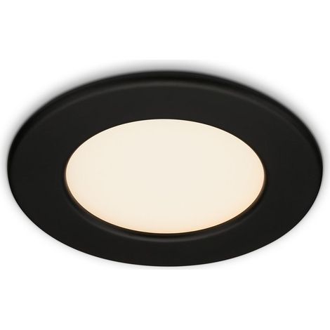 BRILONER - Apparecchio da incasso LED, lampada da incasso LED, lampada da soffitto 6 Watt, 650 Lumen, 3.000 Kelvin, IP44, nero opaco, 115x30mm (DxH) (1/5)