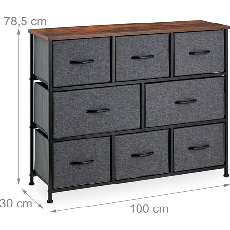 Cassettiera a 8 cassetti dal design industriale elegante contenitore 80 x 40 x 80 cm in metallo nero 130012821