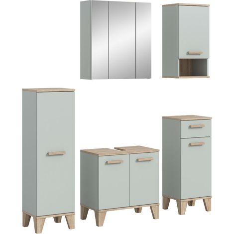 Star ensemble de meubles de salle de bains 158 cm vert clair. (1/5)