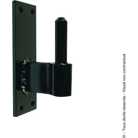 Gond de volet simple sur platine à bouts carrés avec déport de 45 mm cataphorèse noir diamètre 14 mm - TORBEL INDUSTRIE