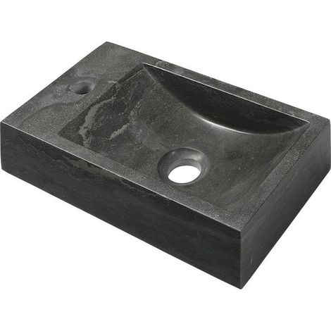 BLOK Stone Lavabo 40x22cm, mitigeur à gauche/noir anthrazit (1/3)