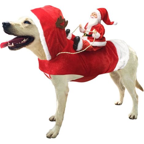 Costume de Père Noël pour chien, vêtements de Noël pour animaux de compagnie, costume de cosplay, déguisement de fête (1/4)