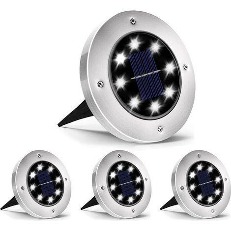 Trade Shop - 4 LED Solar Gartenstrahler 8 LED Pfahl Stufenleuchte -
