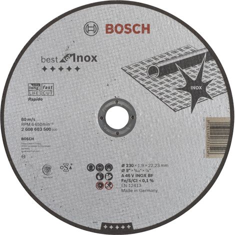 Bosch Disque à tronçonner droit Best for Inox Rapido A 46 V INOX BF 230 mm 22,23 mm 1,9 mm - 2608603500 (1/5)