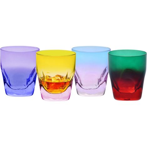 Verres à whisky 260 ml Lot de 4, couleurs assorties Collection Cristal sans plomb Peints à la main (1/5)