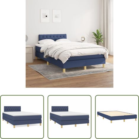 vidaXL Kopfteil - Boxspringbett mit Matratze Blau 120x200 cm Stoff (1/5)