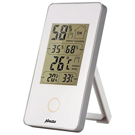 Alecto WS-75 - Termometro/igrometro Digitale, Misura la Temperatura e l'umidità in Ambienti Interni, Funzionamento a Batteria, Display LCD, Bianco (1/4)