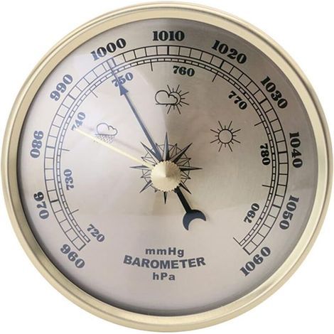 Tragbare Wetterstationen, Barometeruhr mit Barometer, Wetterstation mit Barometer, analoge Wandwetterstation (1/5)