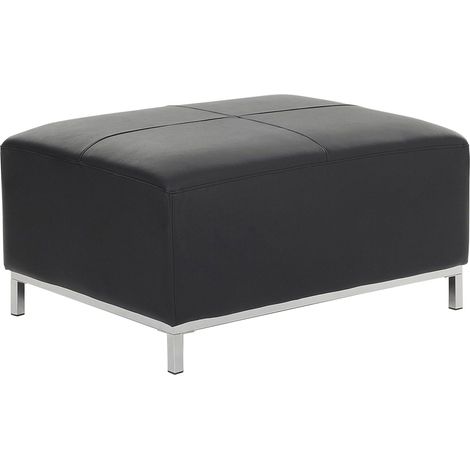 Otomana rectangular minimalista reposapiés tapizado en piel negra moderno Oslo