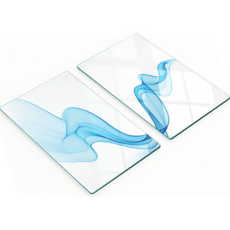 Tablas de cortar decorativas de vidrio templado con líneas azules, 2x30x52 cm. (1/5)