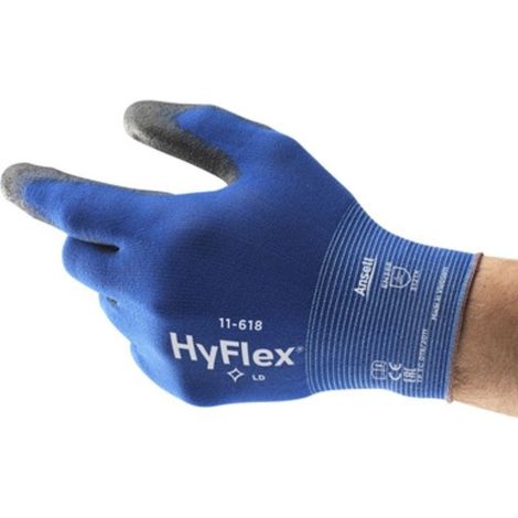 12 paires de gants HyFlex ANSELL 11-618 - Bleu foncé - 9 (L)