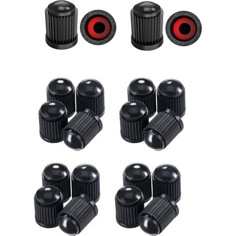Bouchons de valve - 20 pièces - Universels - Pour valve Schrader/voiture - Plastique - Valve - Pour voiture, SUV, moto, vélo - Zwart (1/5)