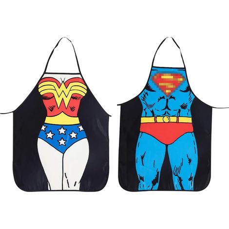 Tablier de cuisine imperméable anti-huile, cartoon mignon, professionnel, imprimé drôle, superman, homme/femme, couple (1/4)