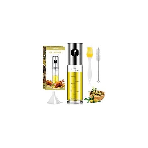 oil spray bottle for cooking, stainless steel and glass, 100ml, drip-free dispenser, air fryer accessories, container (1/5)