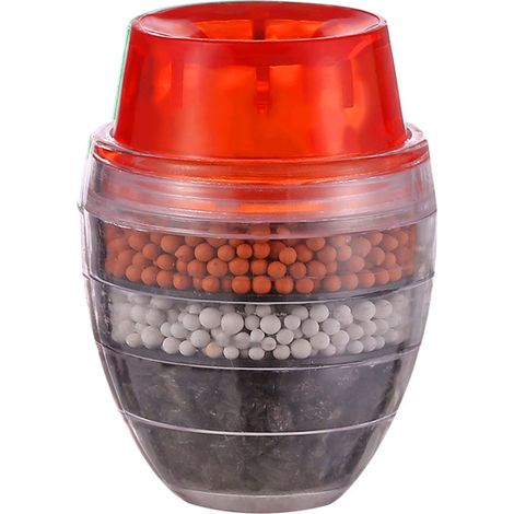 Robinet filtre universel 5 couches purificateur d'eau de cuisine salle de bain tête de filtration à monter sur robinet rouge (1/3)